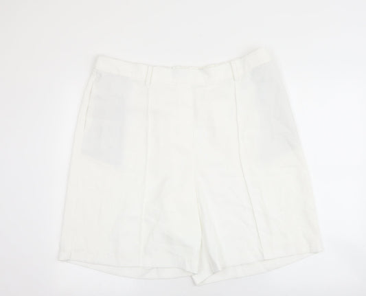 Marks and Spencer Womens White Polyester Culotte Shorts Size 20 L9 in Regular Pull On