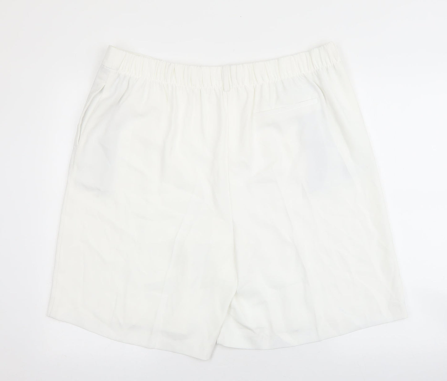 Marks and Spencer Womens White Polyester Culotte Shorts Size 20 L9 in Regular Pull On