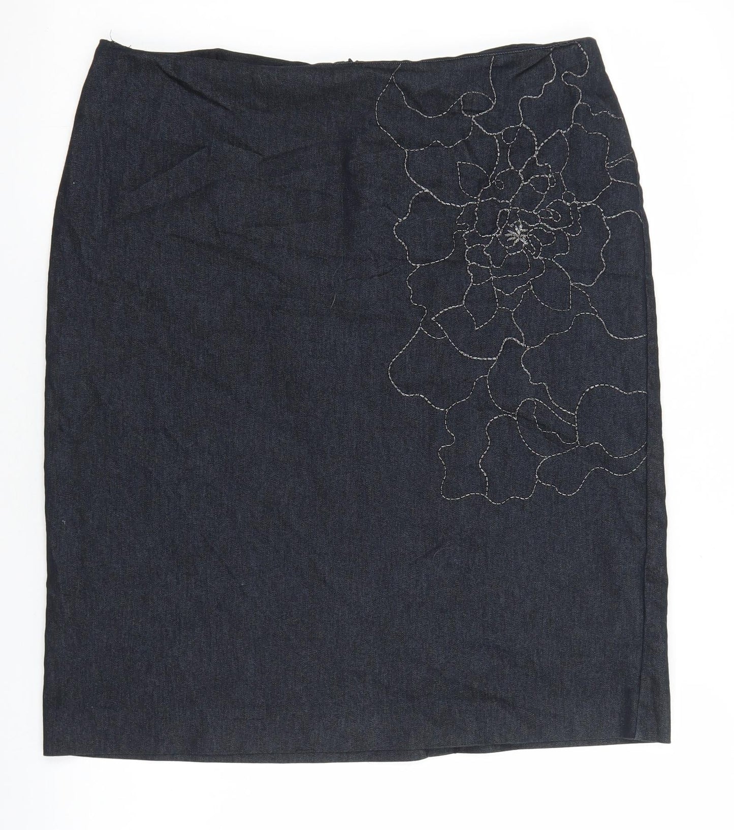 Florence & Fred Womens Blue Cotton Straight & Pencil Skirt Size 14 Zip