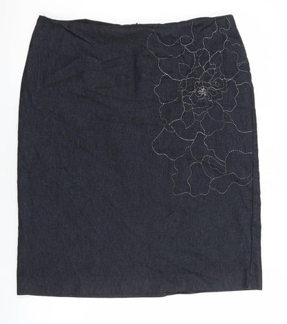 Florence & Fred Womens Blue Cotton Straight & Pencil Skirt Size 14 Zip