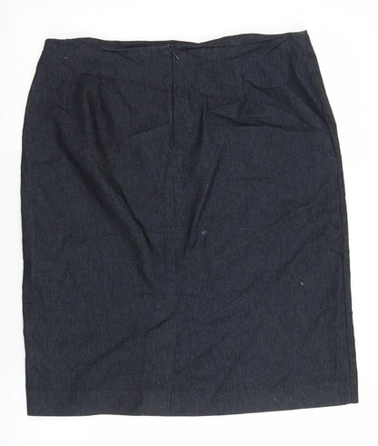 Florence & Fred Womens Blue Cotton Straight & Pencil Skirt Size 14 Zip