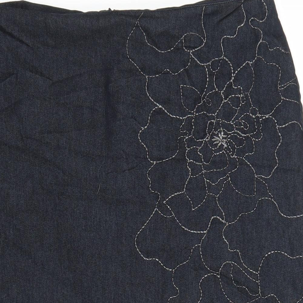 Florence & Fred Womens Blue Cotton Straight & Pencil Skirt Size 14 Zip