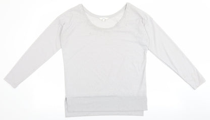 NEXT Womens Grey Polyester Basic T-Shirt Size 6 Scoop Neck