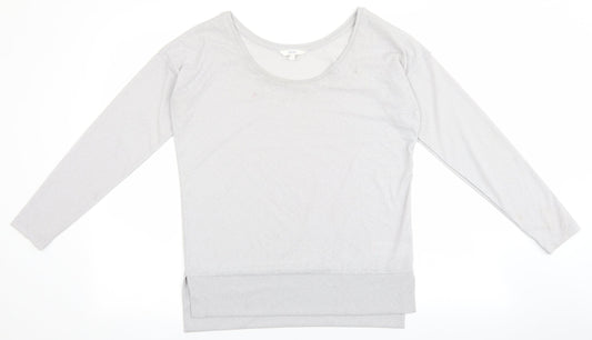 NEXT Womens Grey Polyester Basic T-Shirt Size 6 Scoop Neck