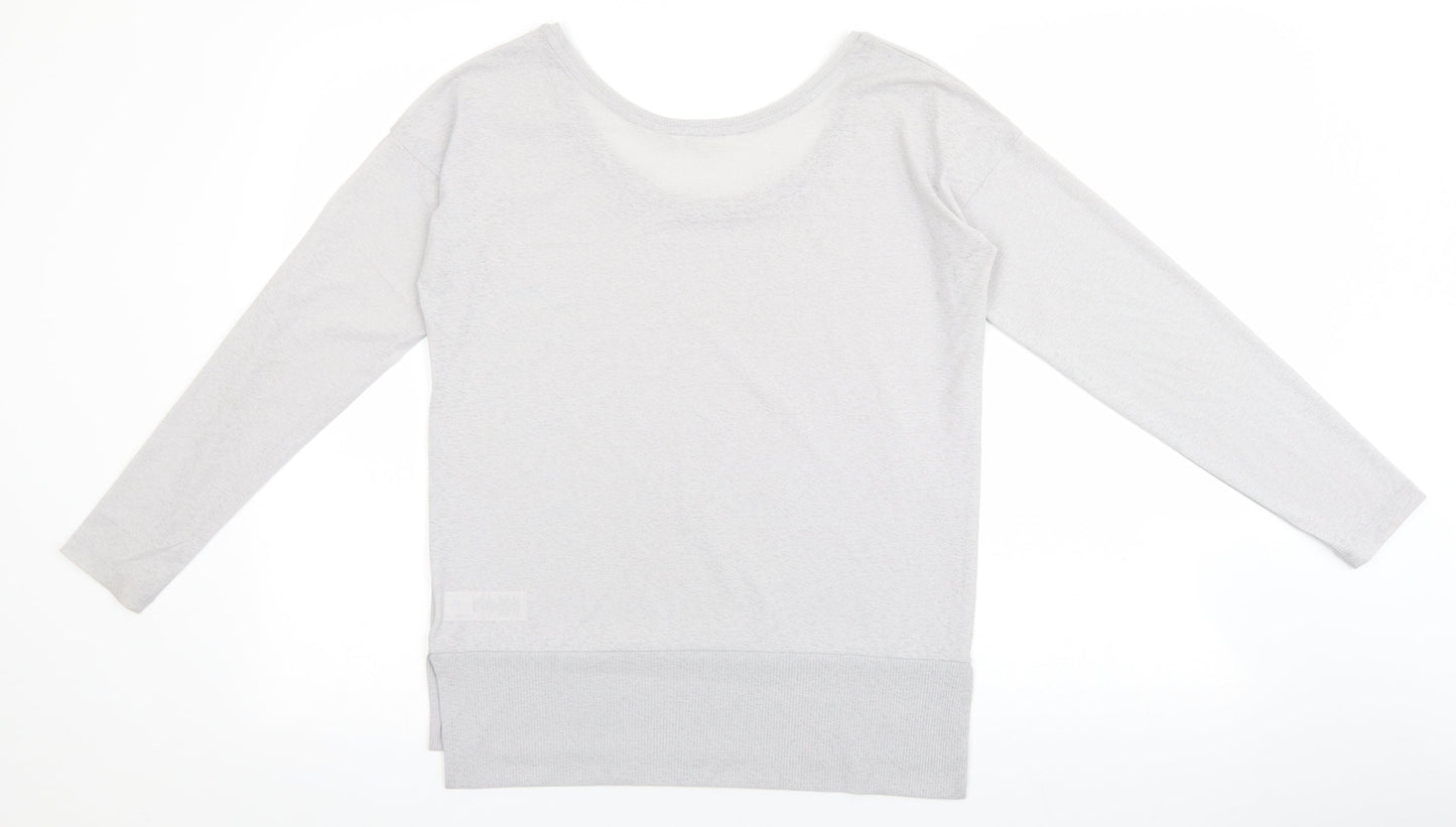NEXT Womens Grey Polyester Basic T-Shirt Size 6 Scoop Neck