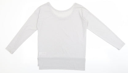 NEXT Womens Grey Polyester Basic T-Shirt Size 6 Scoop Neck