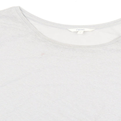 NEXT Womens Grey Polyester Basic T-Shirt Size 6 Scoop Neck