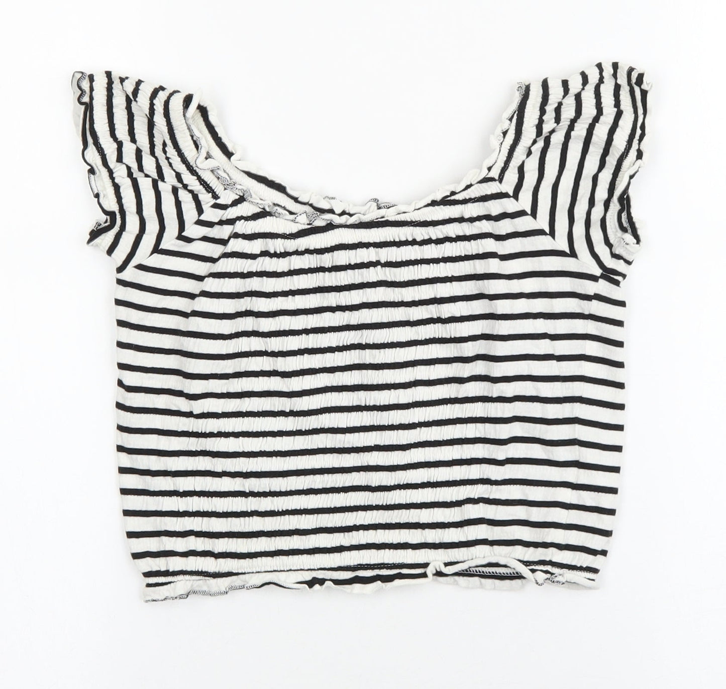 Womens UK Size 8 New Look White Cropped T-Shirt
