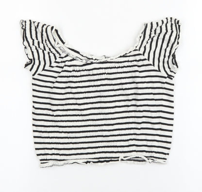 Womens UK Size 8 New Look White Cropped T-Shirt