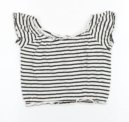 Womens UK Size 8 New Look White Cropped T-Shirt