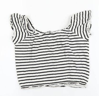 Womens UK Size 8 New Look White Cropped T-Shirt