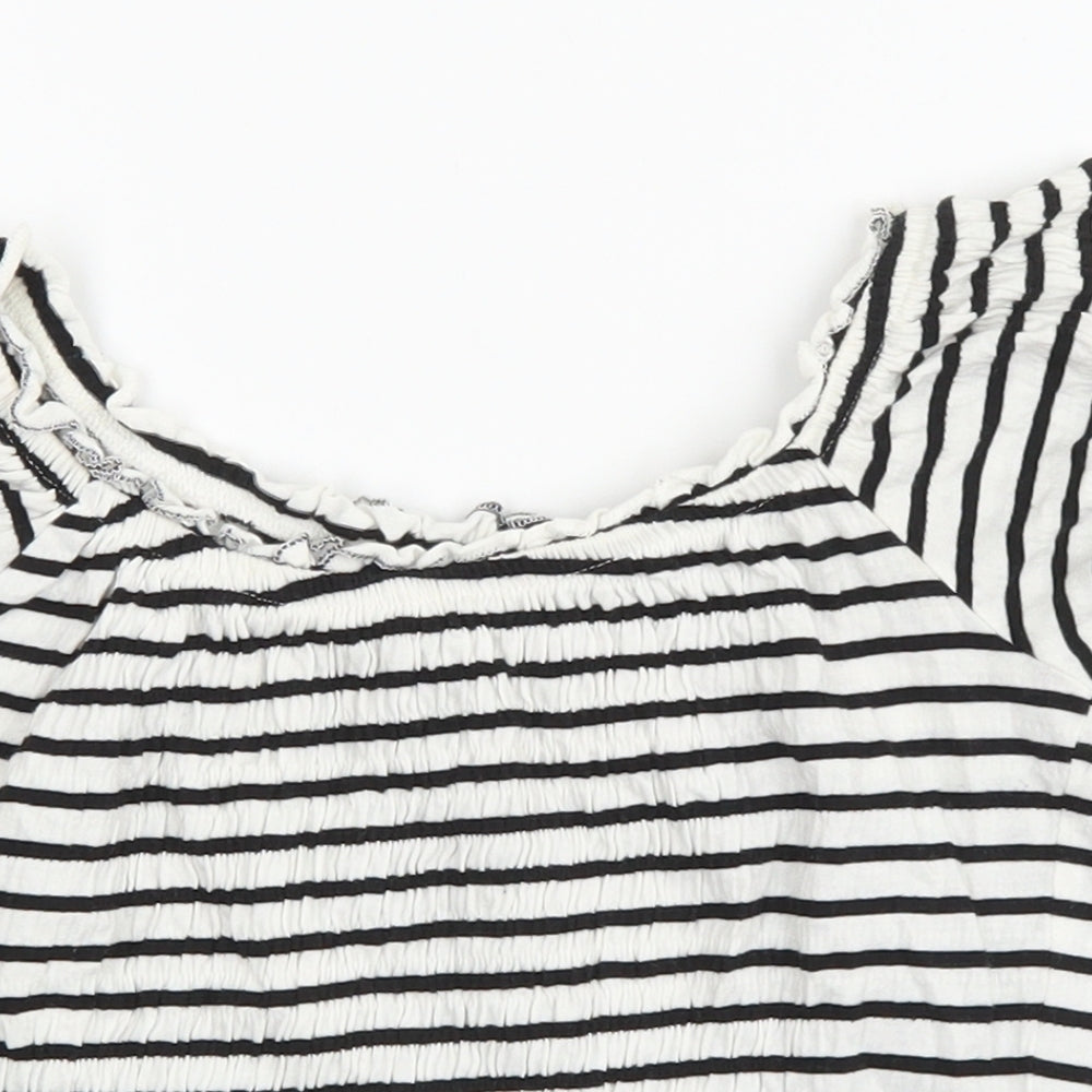 Womens UK Size 8 New Look White Cropped T-Shirt