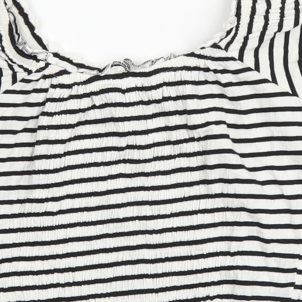 Womens UK Size 8 New Look White Cropped T-Shirt