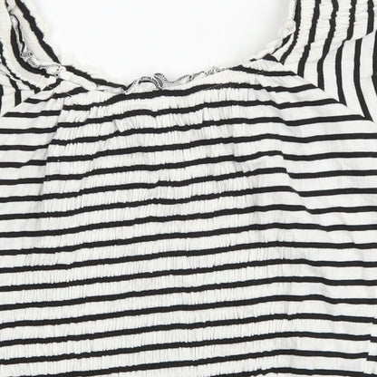 Womens UK Size 8 New Look White Cropped T-Shirt