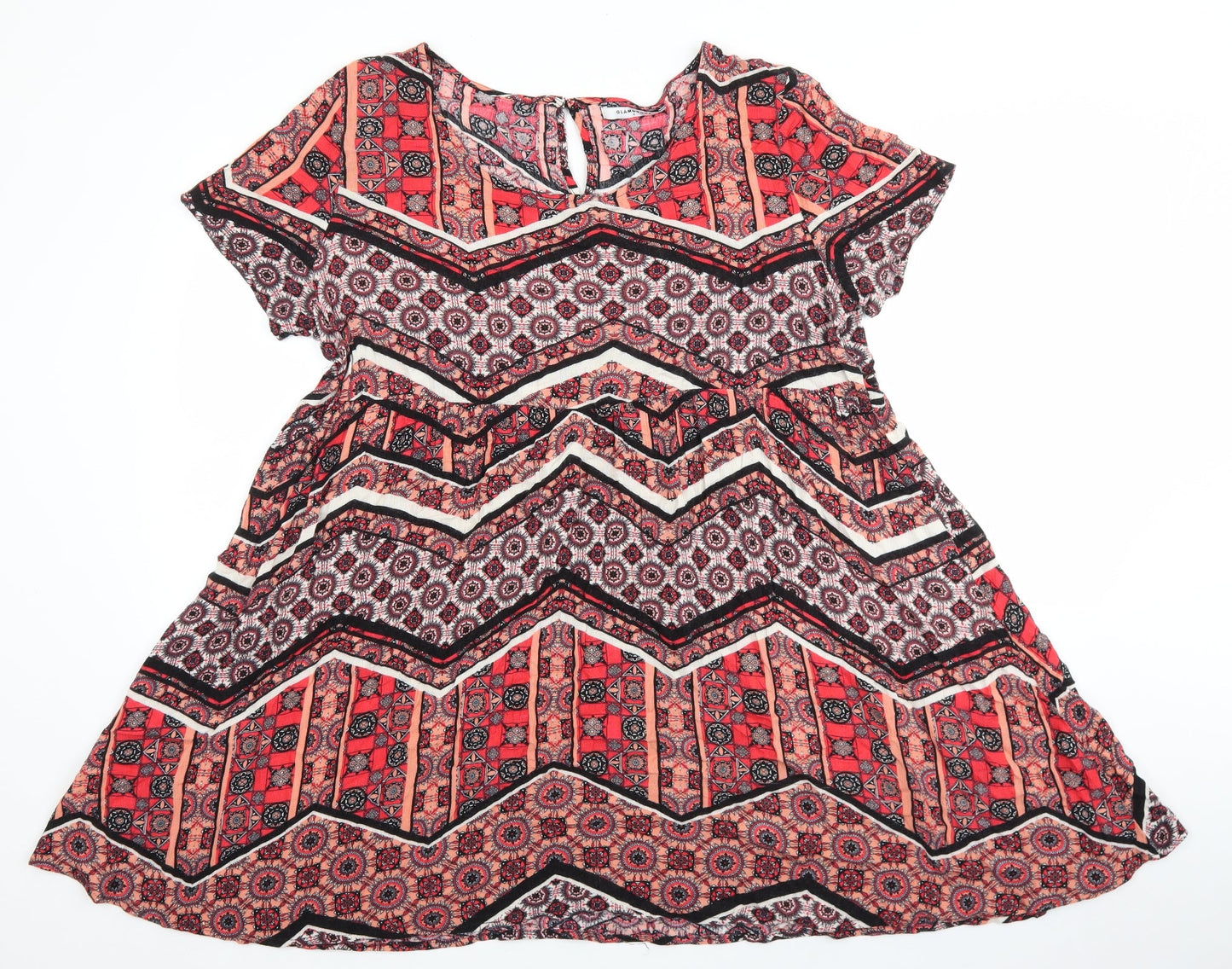 Glamorous Womens Multicoloured Fair Isle Viscose Basic Blouse Size M Round Neck