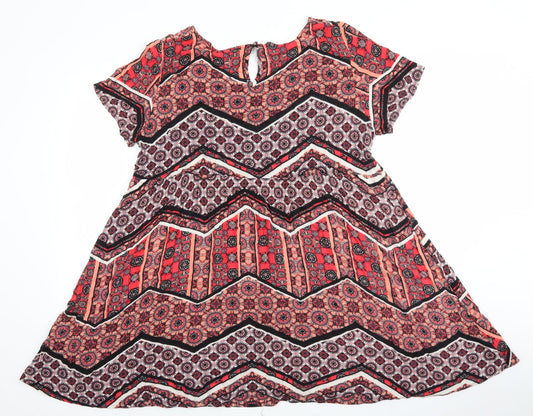 Glamorous Womens Multicoloured Fair Isle Viscose Basic Blouse Size M Round Neck