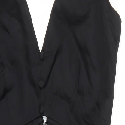 Zara Womens Black Polyester Mini Size XS V-Neck Zip