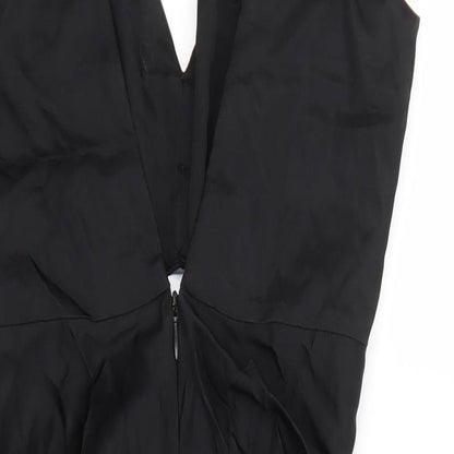 Zara Womens Black Polyester Mini Size XS V-Neck Zip