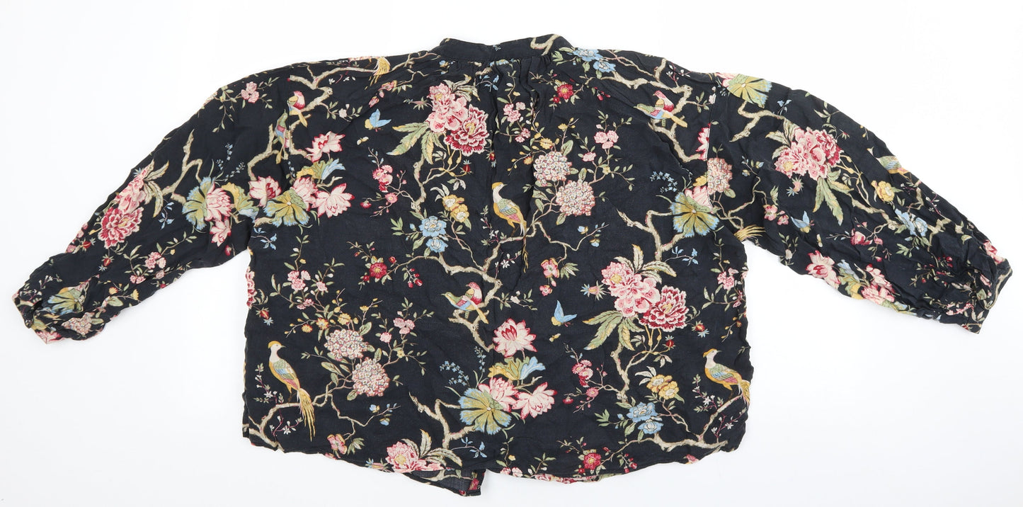 Womens UK Size 2 H&M Black Basic Button-Up
