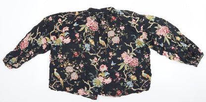 Womens UK Size 2 H&M Black Basic Button-Up