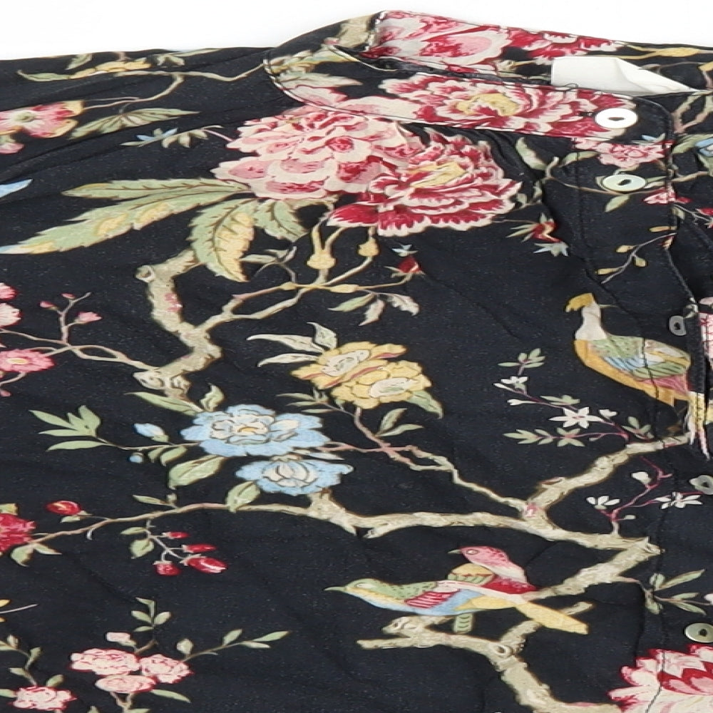 Womens UK Size 2 H&M Black Basic Button-Up