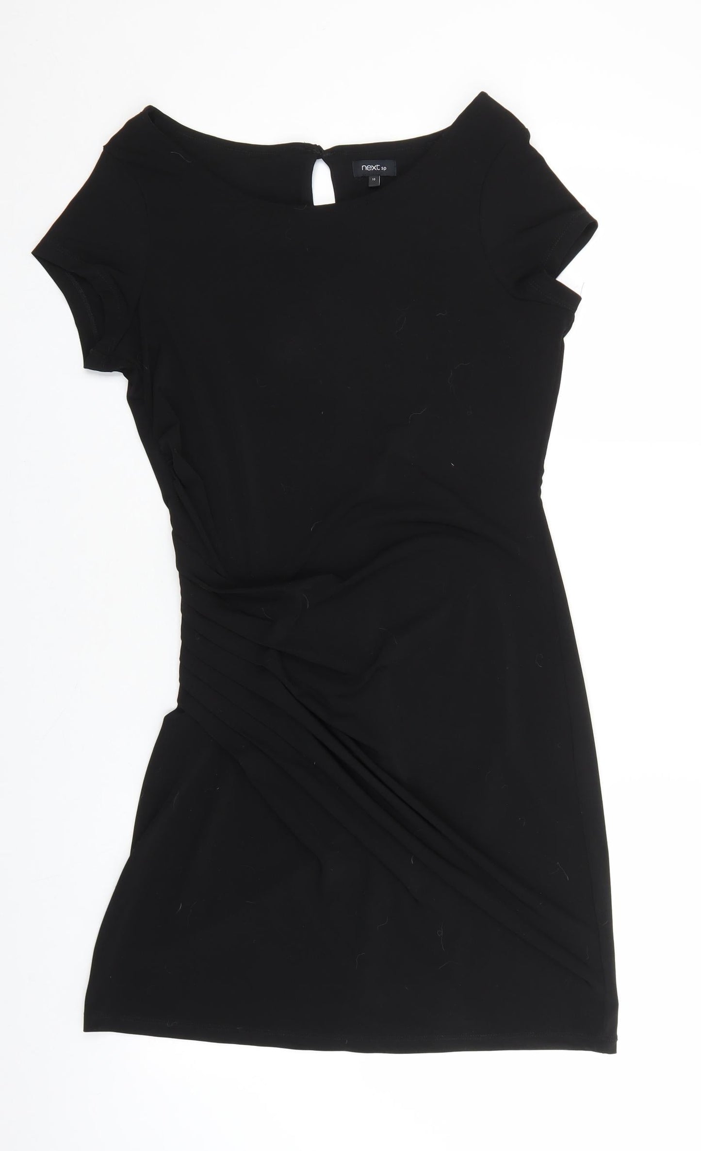 NEXT Womens Black Polyester Mini Size 10 Boat Neck Button