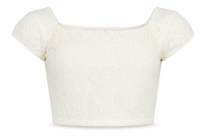 Womens UK Size 8 Primark Ivory Cropped Blouse