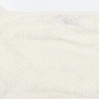 Primark Womens Ivory Polyester Cropped Blouse Size 8 Boat Neck