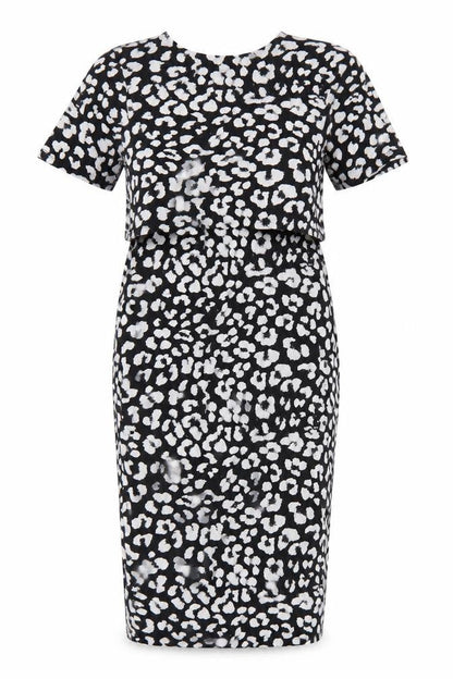 ASOS Womens Black Geometric Viscose Pencil Dress Size 10 Round Neck Pullover