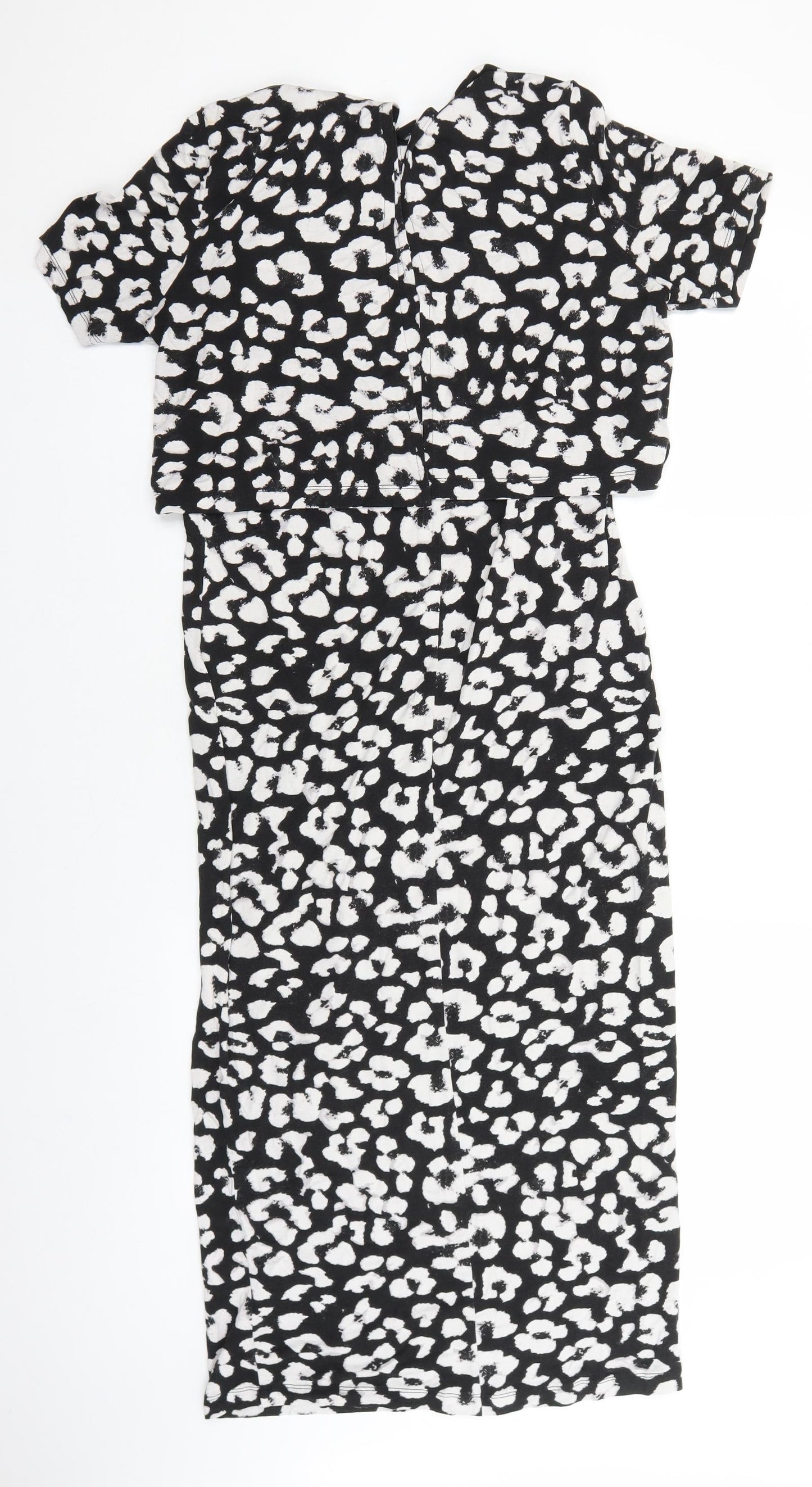 ASOS Womens Black Geometric Viscose Pencil Dress Size 10 Round Neck Pullover