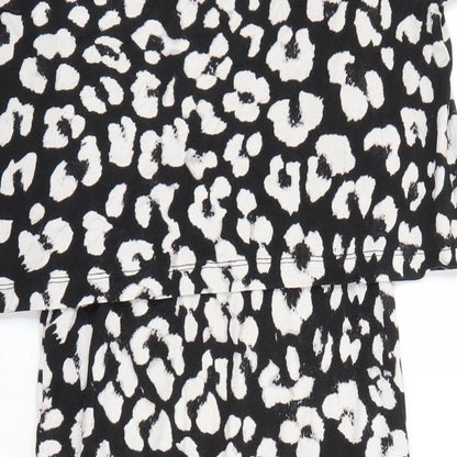 ASOS Womens Black Geometric Viscose Pencil Dress Size 10 Round Neck Pullover