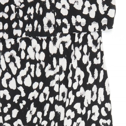 ASOS Womens Black Geometric Viscose Pencil Dress Size 10 Round Neck Pullover
