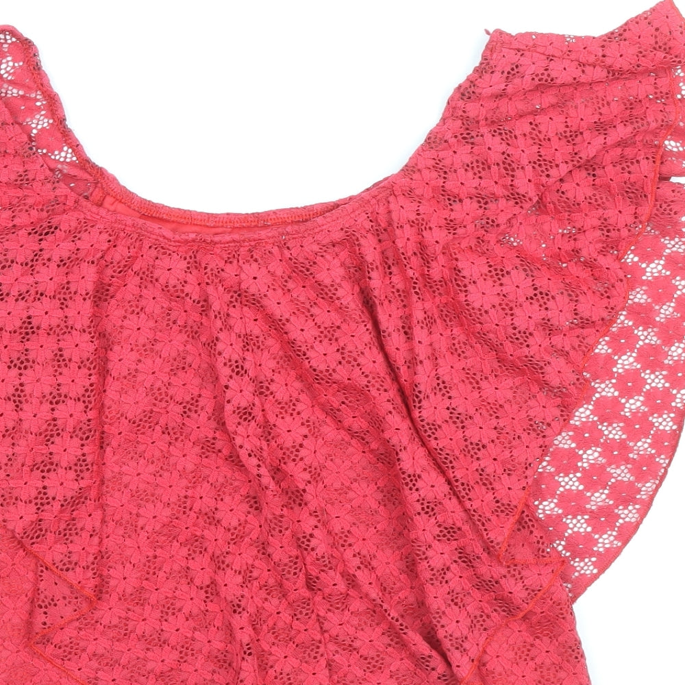 Womens UK Size 10 River Island Red Basic Blouse