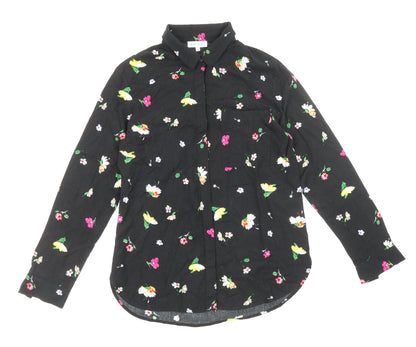 Womens UK Size 10 Warehouse Black Basic Button-Up