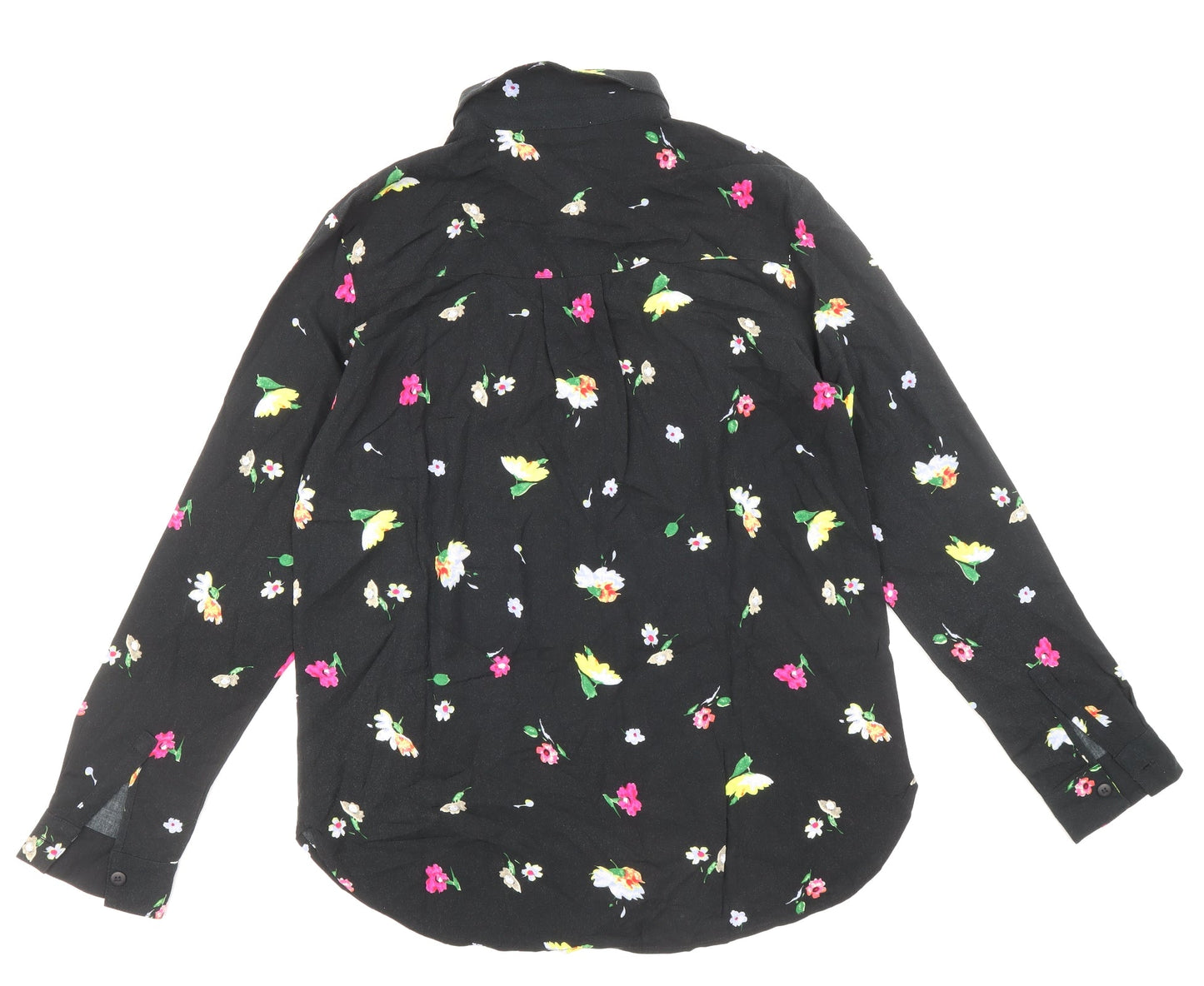 Womens UK Size 10 Warehouse Black Basic Button-Up