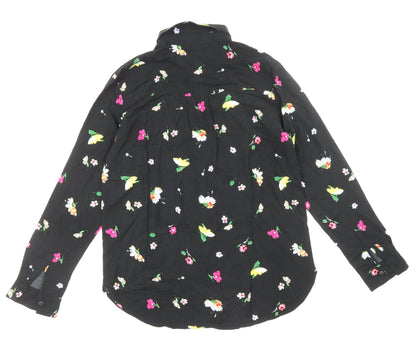 Womens UK Size 10 Warehouse Black Basic Button-Up