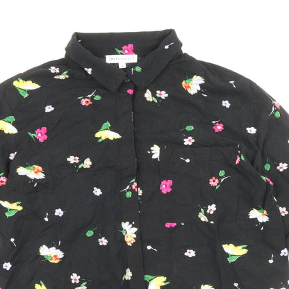 Womens UK Size 10 Warehouse Black Basic Button-Up
