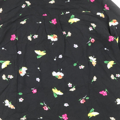 Womens UK Size 10 Warehouse Black Basic Button-Up