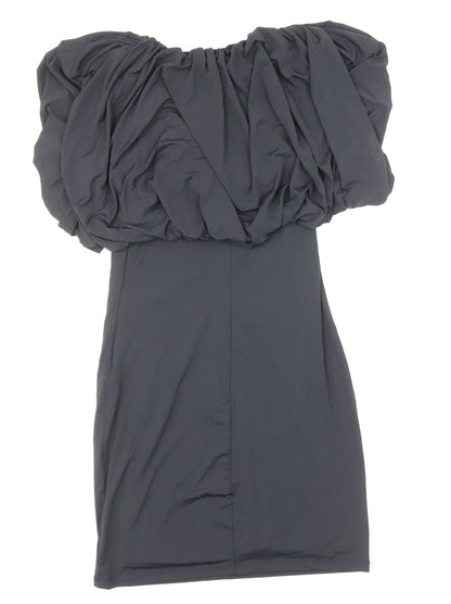 Zara Womens Blue Polyamide Mini Size S Boat Neck Zip