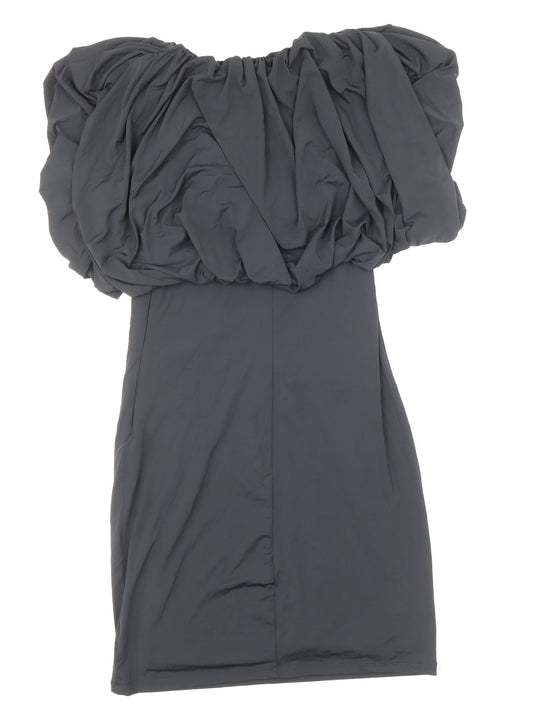 Zara Womens Blue Polyamide Mini Size S Boat Neck Zip