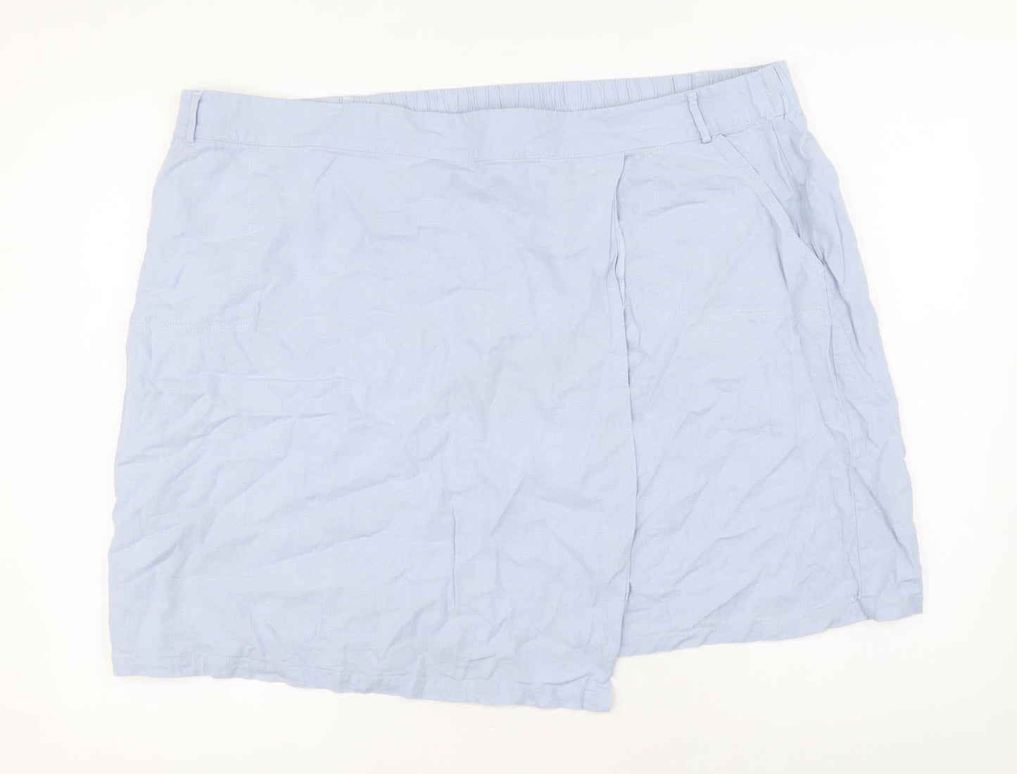 Capsule Womens Blue Linen A-Line Skirt Size 26