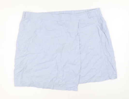 Capsule Womens Blue Linen A-Line Skirt Size 26