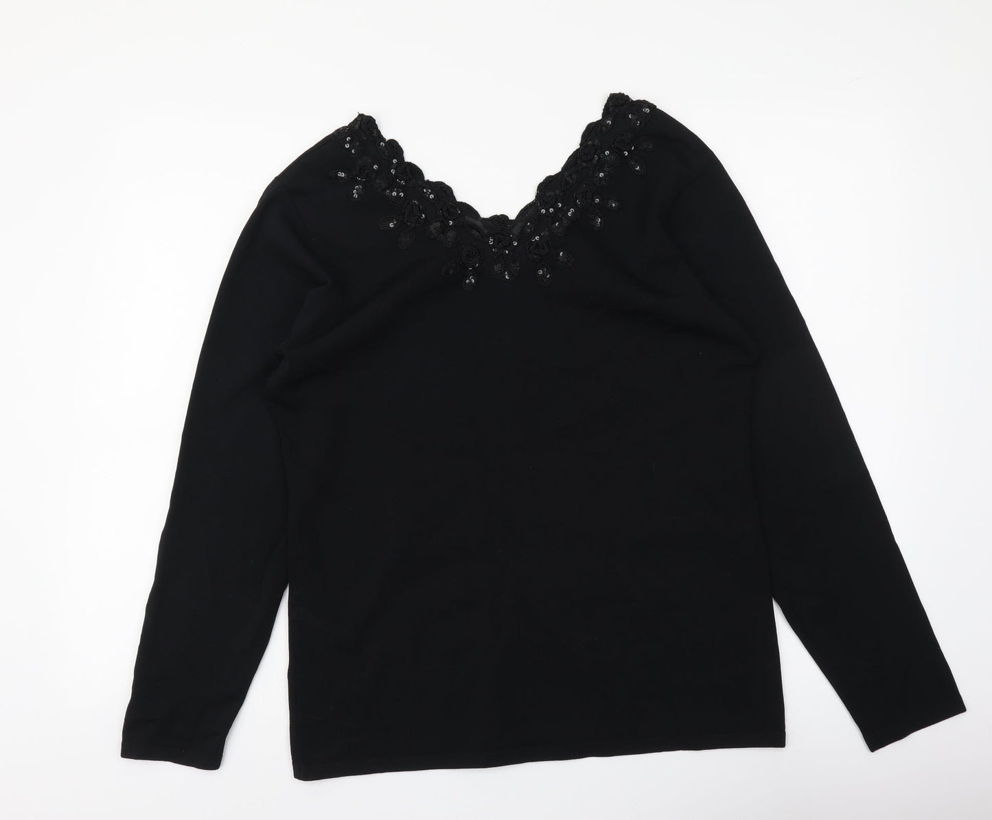 Frank Saul Womens Black Viscose Basic Blouse Size S V-Neck