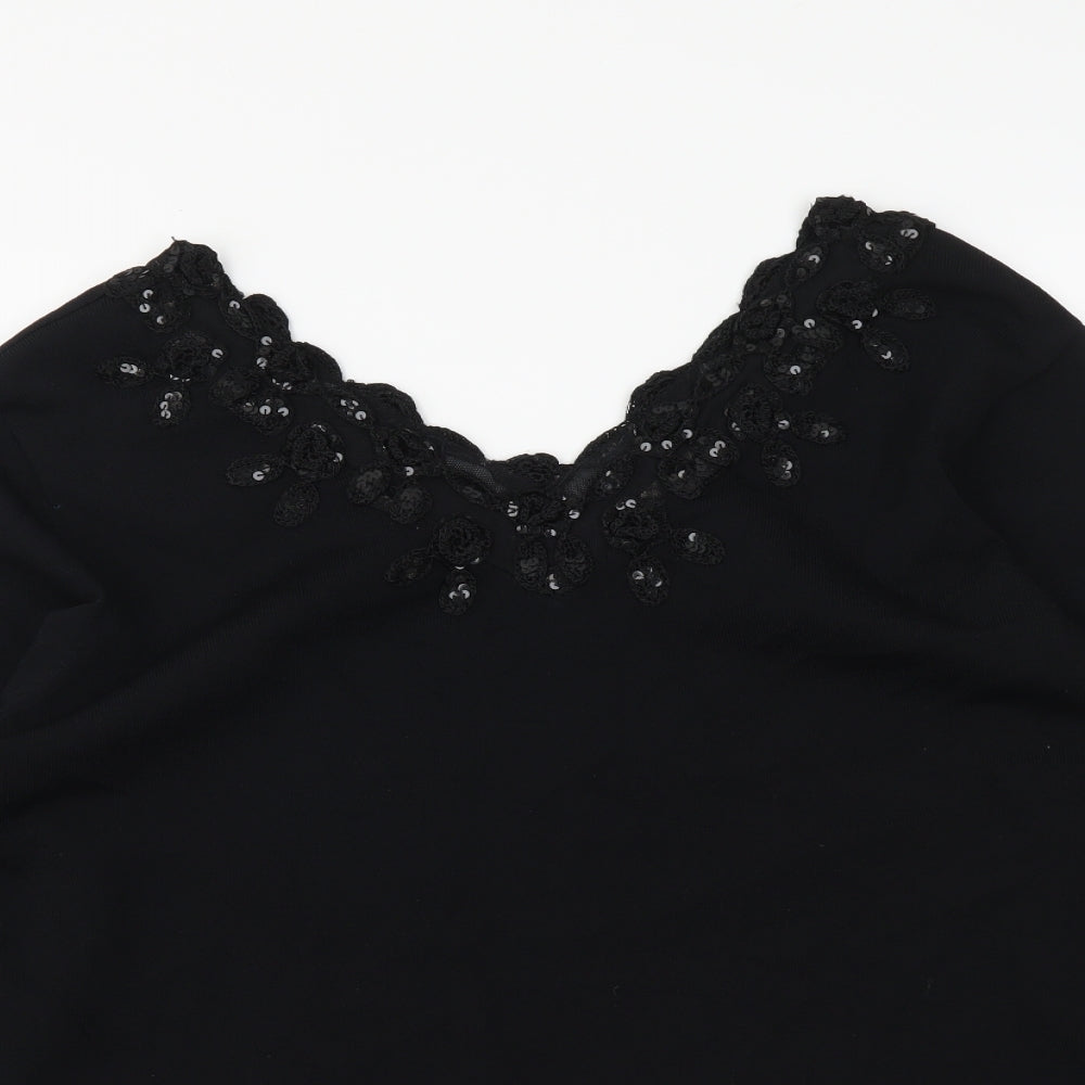 Frank Saul Womens Black Viscose Basic Blouse Size S V-Neck