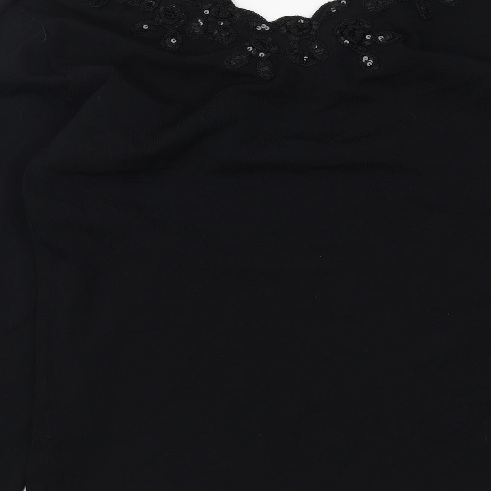 Frank Saul Womens Black Viscose Basic Blouse Size S V-Neck