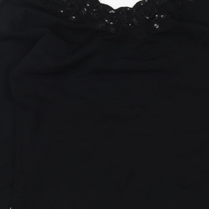 Frank Saul Womens Black Viscose Basic Blouse Size S V-Neck