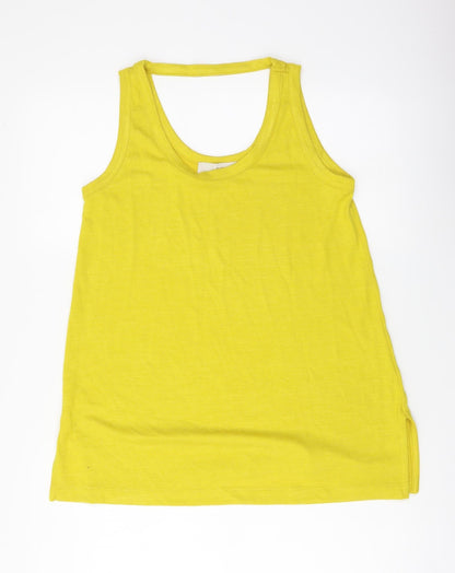 LOFT Womens Yellow Polyester Basic Tank Size XS Scoop Neck