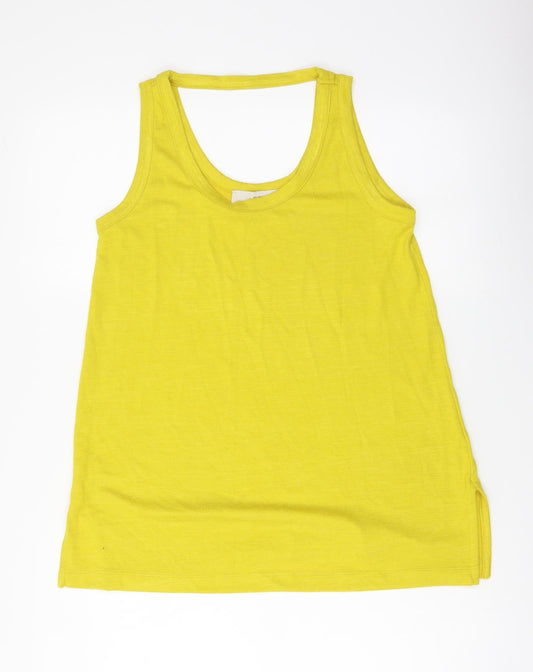 LOFT Womens Yellow Polyester Basic Tank Size XS Scoop Neck