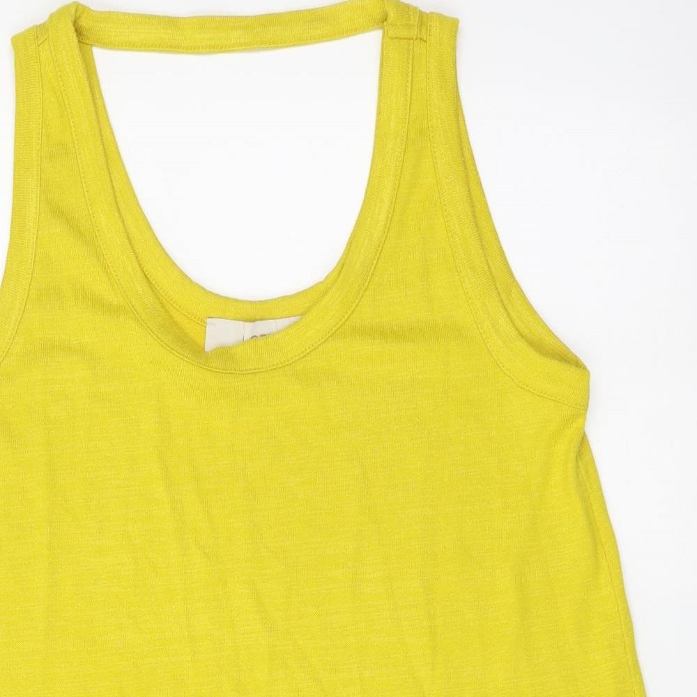 LOFT Womens Yellow Polyester Basic Tank Size XS Scoop Neck
