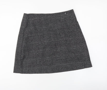 Monki Womens Grey Geometric Polyester A-Line Skirt Size M Zip